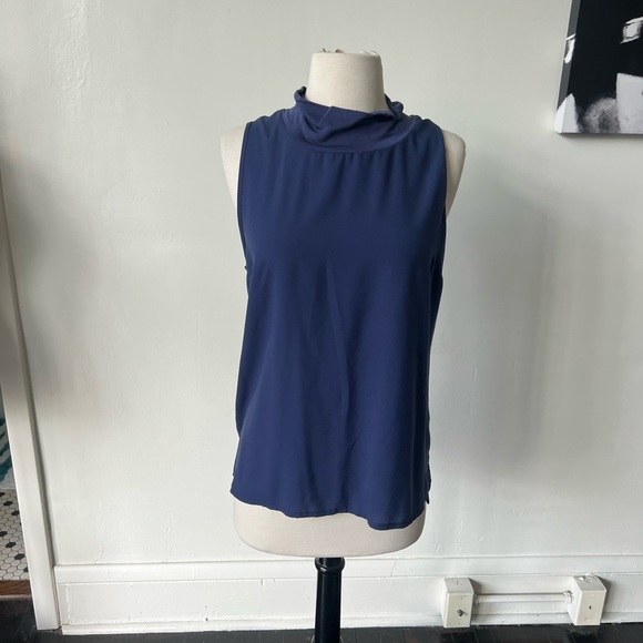 French Connection Split Back Navy Blue Top - Picture 2 of 8